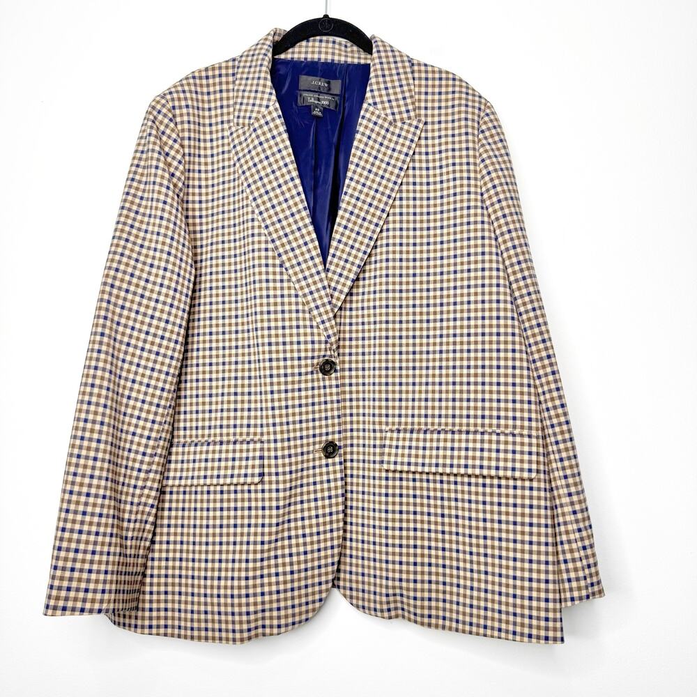 J.Crew Italian Wool Plaid Boyfriend Blazer Oversized Plus Size 22